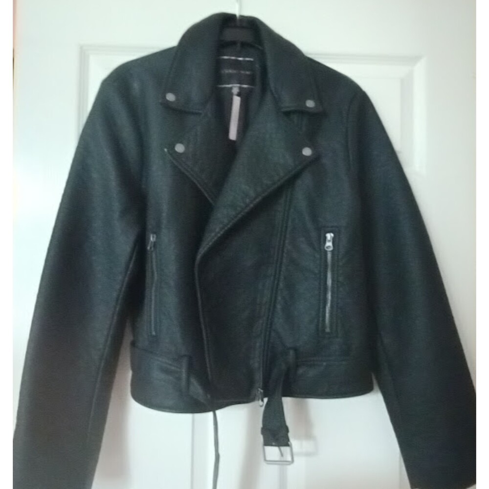 NWT Victoria's Secret Large Pebbled Faux Leather Black Motorcycle Jacket - Picture 2 of 14